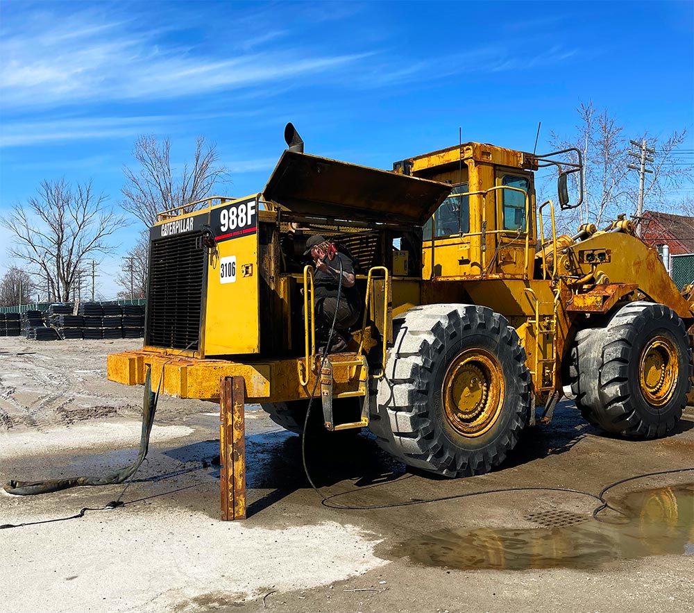 mobile power washing in southwest lower Michigan for heavy equipment on location